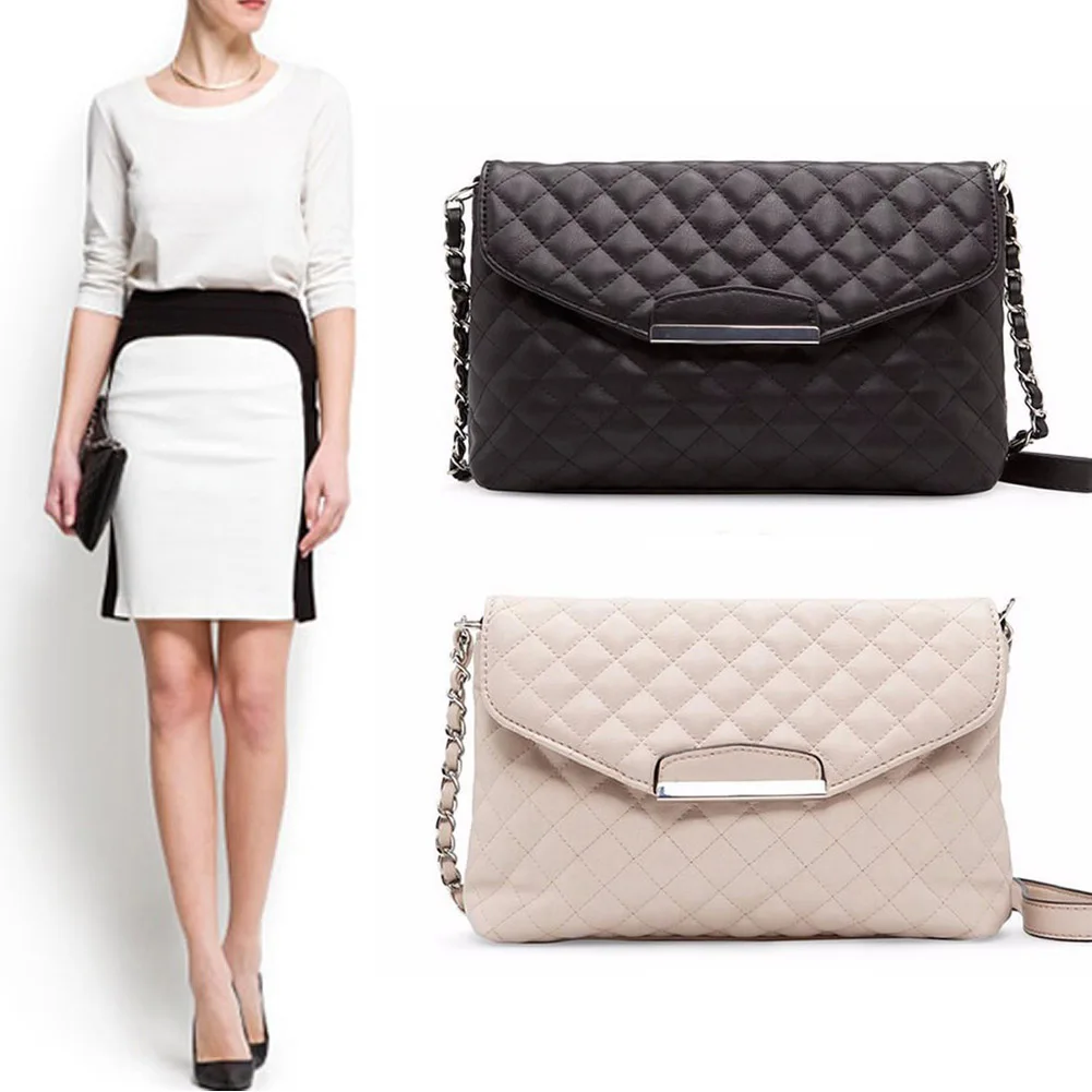

Famous  New Women Diamond Lattice Shoulder Messenger Bag Small Casual PU Leather Chain Bags  ETS88