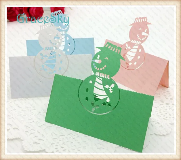 50hot sale laser cutting christmas invitation paper table cards