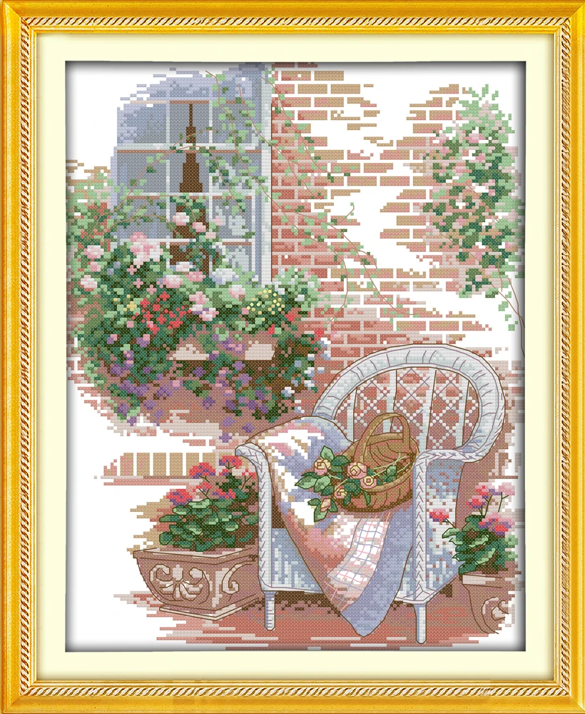 

Outside the house cross stitch kit aida 14ct 11ct count printed canvas stitches embroidery DIY handmade needlework