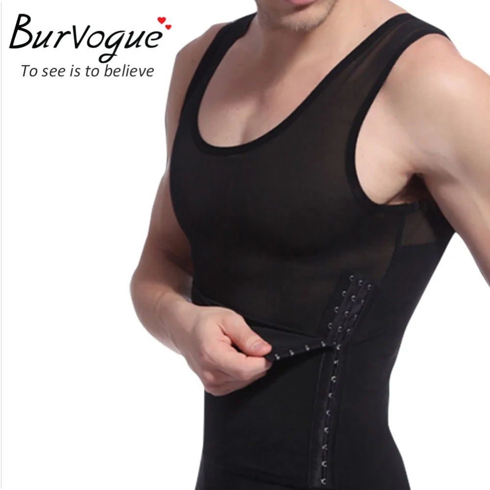 Burvogue Hot Shaper Men Body Shaper Vest Waist Cincher and Tummy Control Slimming Belly Shaper Underwear