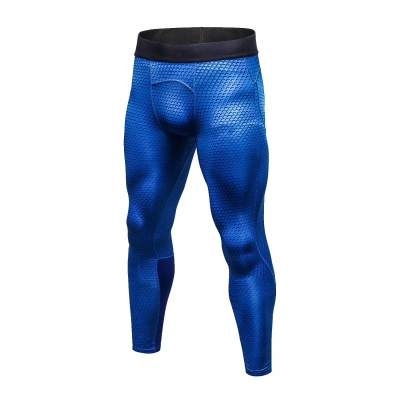 Утягивающие брюки для мужчин модные эластичные брюки быстросохнущие обтягивающие леггинсы узкие фитнесс штаны шить брюки - Цвет: Синий