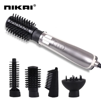 

NIKAI 4-in-1 Multi-functional Hot Air Comb Straightening Curling Tool Multi-functional Combs Salon Accessary