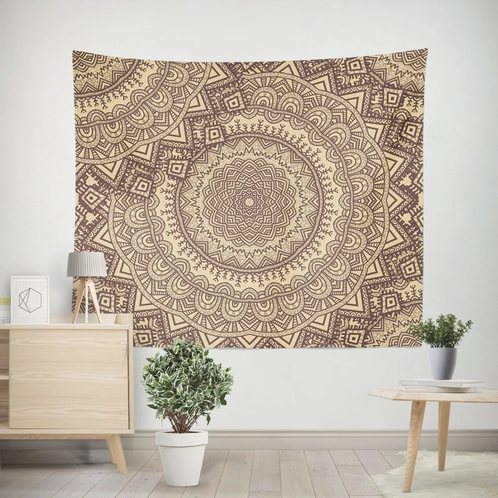 Mandala Polyester Square Tapestry Wall Hanging Carpet Throw Yoga Mat