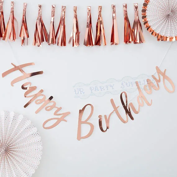

1 Sets Happy Birthday Banner Rose Gold Paper Banner Birthday Bunting Happy Birthday Script Gold/Silver Foil Banner Decor