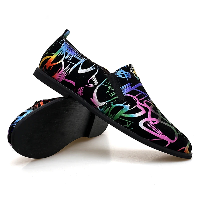 mixed colors men leather casual shoes wedding dress male footwear painted letter italian boy flats fashion oxford shoes for men (7)