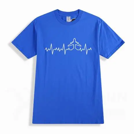 Heartbeat Пилот самолета забавная Футболка с принтом 16 цветов Хлопковая мужская футболка с коротким рукавом самолет футболки для водителя Мужская одежда Camisetas