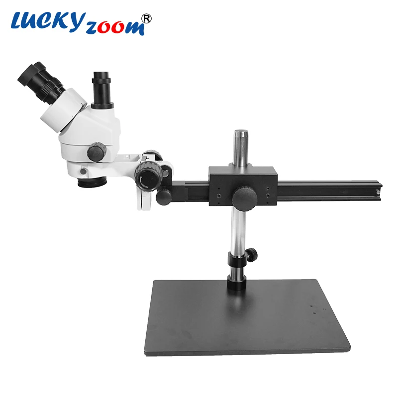 Lucky Zoom Brand New Professional 7X-45X Simul-Focal Trinocular Stereo Microscope Flexible Tripod Stand 60 Ring Light Soldering Phone Zoom Microscopio