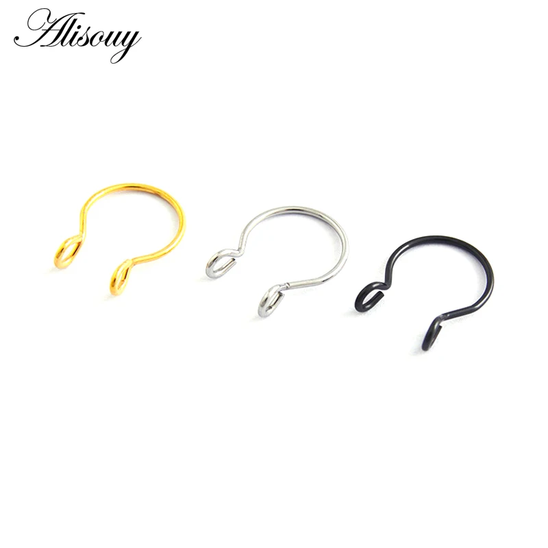 

Alisouy 1 piece 6 Colors Available Fake Faux Septum Ring Hoop Fake Nose Ring Fake Piercing Cilp On Nose Ring for men women