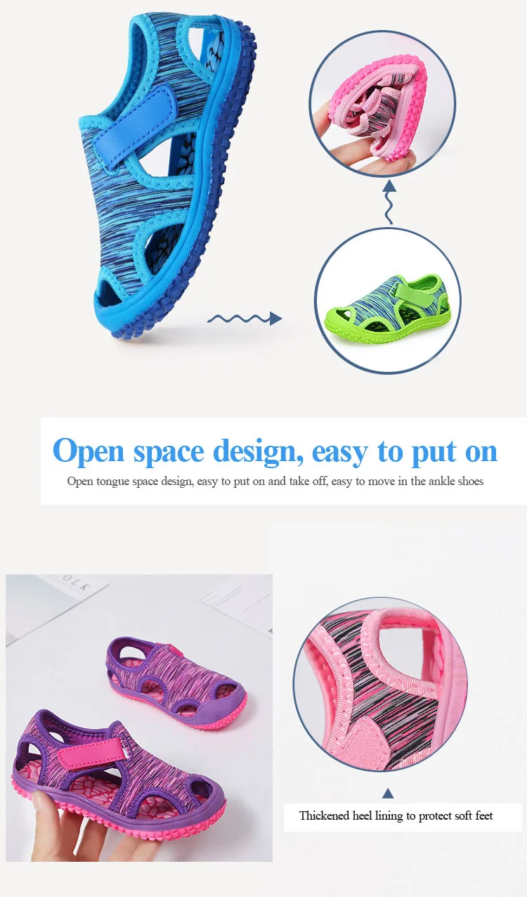 Sapatos de Bebê Sapatos de Praia Novas Crianças Camuflagem Sandálias Macias Verão Meninas Toe Proteger Meninos Fundo Macio Antiderrapante Moda Esportes 10 Mamãe e Bebê