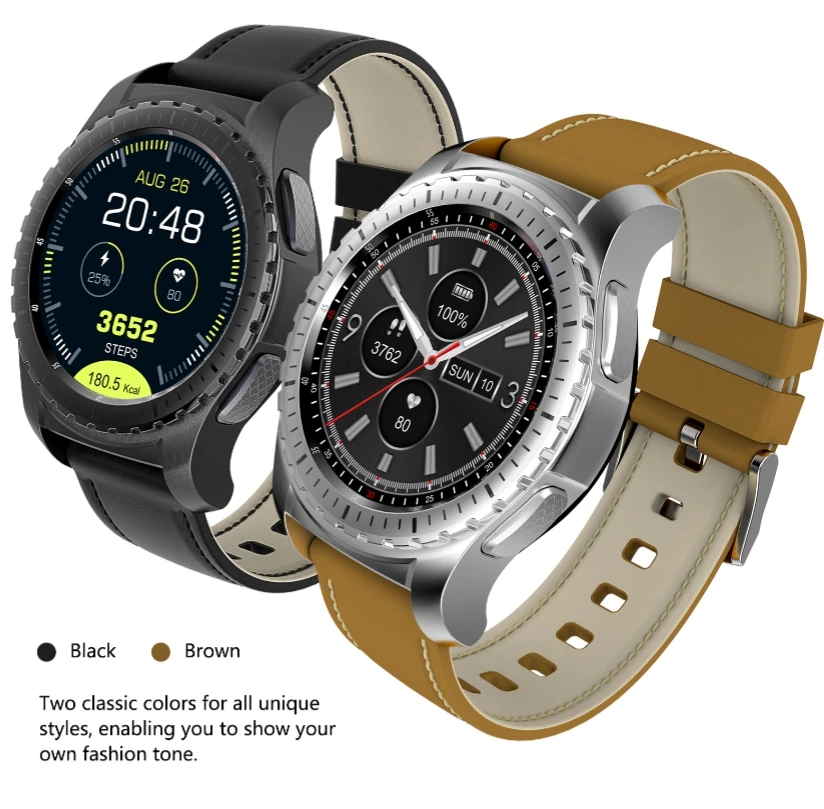 

KW28 Bluetooth wireless SmartWatch Round Relogio SIM andriond Phone intelligent Music play Sport Pedometer support sms call