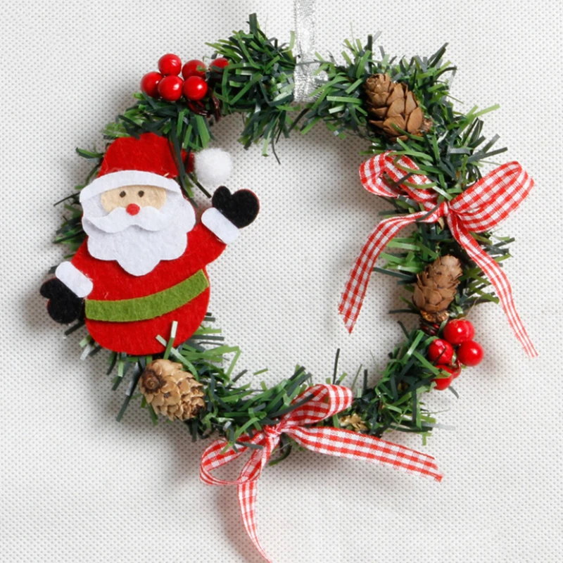 15 см, Рождественский венок, украшение для дома, цветочное украшение на стену/дверь, висящий снеговик, лось, гирлянда для рождественской елки, Декор окна
