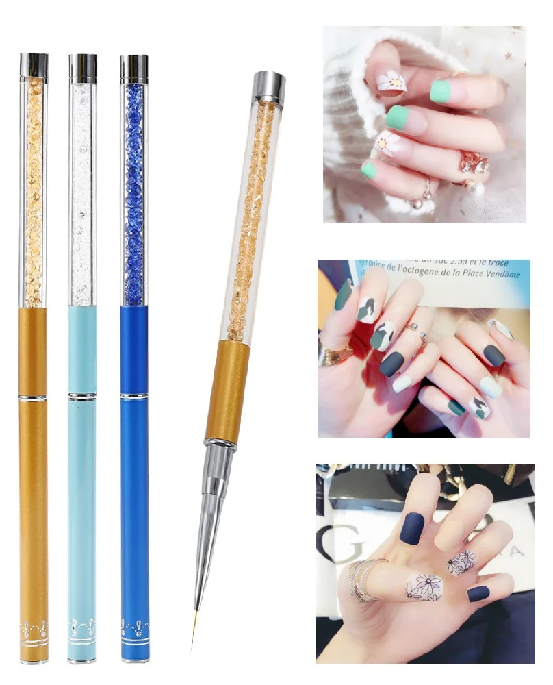 

ELECOOL 3pcs 11/9/8mm Nail Art Liner Brush Pen Rhinestone Diamond Metal Acrylic Poly Gel Brush Nail Art Brushes Brosse Ongle
