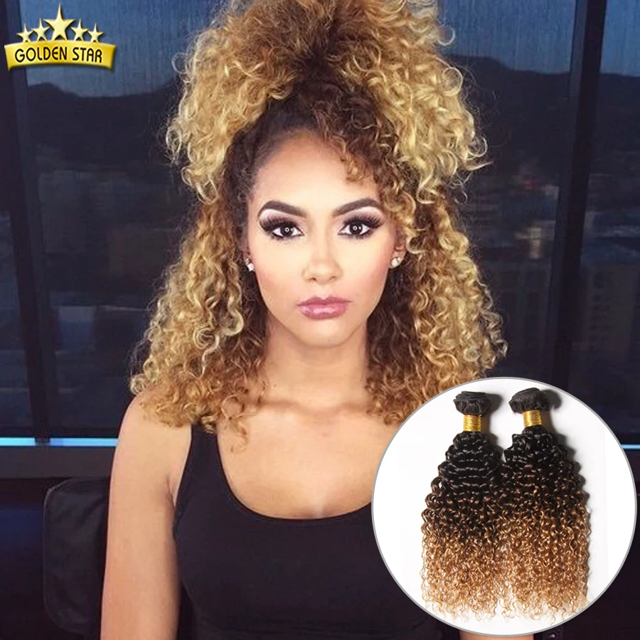 

7A Unprocessed Hair 100g Malaysian Deep Curly 3pcs Baby Curl Ombre Deep Curly Hair Human Virgin Hair 1b/4/27 Free shipping