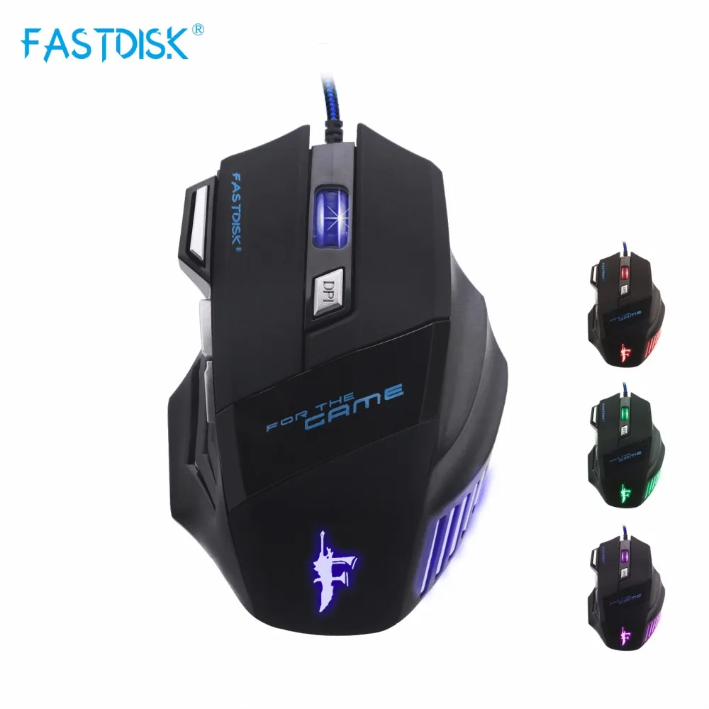 

FASTDISK Wired Gaming Mouse 7 Button DPI LED Optical USB Gamer Computer Mice Cable Mous For Laptop game office