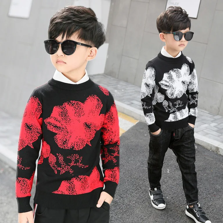 5T 14T Children's Clothing Sweater Boy Clothes Pullover Knitted Sweater