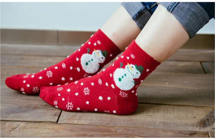 CM10482 Caramella/брендовые Носки с рисунком снеговика; креативные рождественские носки; милые хлопковые носки с героями мультфильмов для женщин и девочек