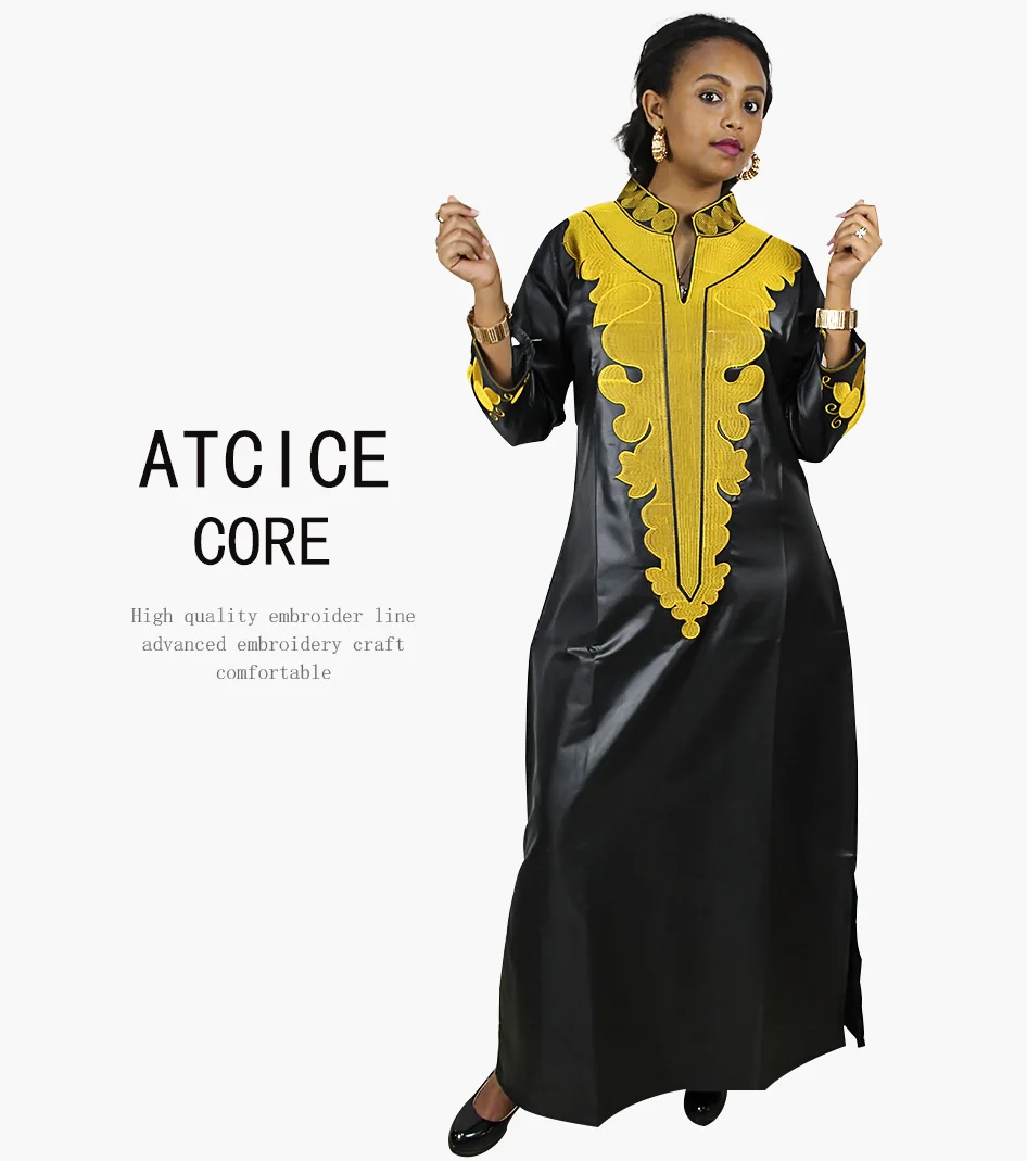 African Dresses For Women Dashiki  Dresses Bazin Riche Traditional African Clothing Long Sleeve For Ladies Without Scarf  LA018# african traditional attire