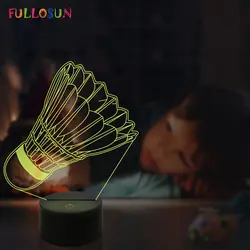 3D лампа ночник USB Light Touch бадминтон модель 7 цветов светодиодный лампы проектора для Спальня Новинка лампы