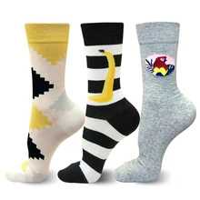 Новинка; Милые жаккардовые разноцветные забавные женские Носки с рисунком попугая и геометрическими полосками; повседневные хлопковые носки в стиле Харадзюку; сезон осень