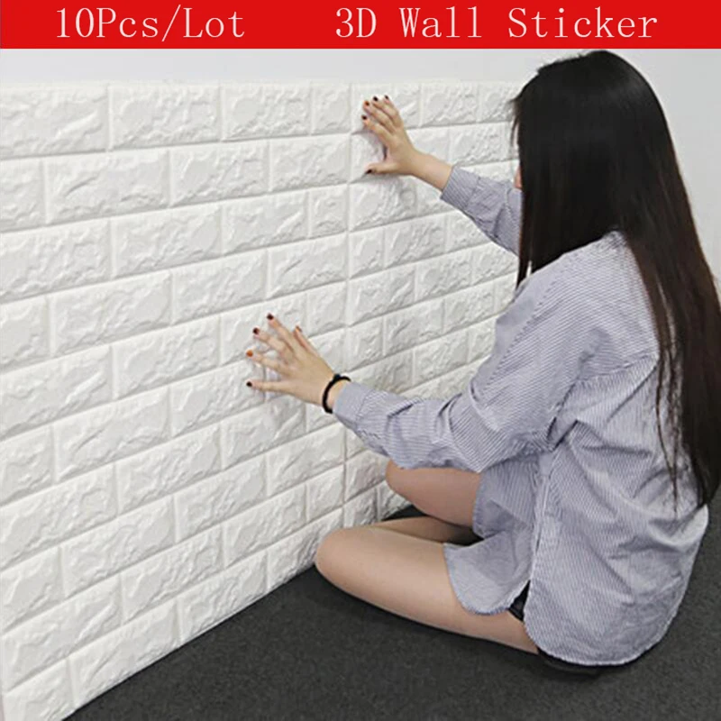 

10pcs/70x77 3D Wall Stickers PE Foam Safty Home Decor Wallpaper DIY Wall Decor Brick Living Room Kids Bedroom Decorative Sticker