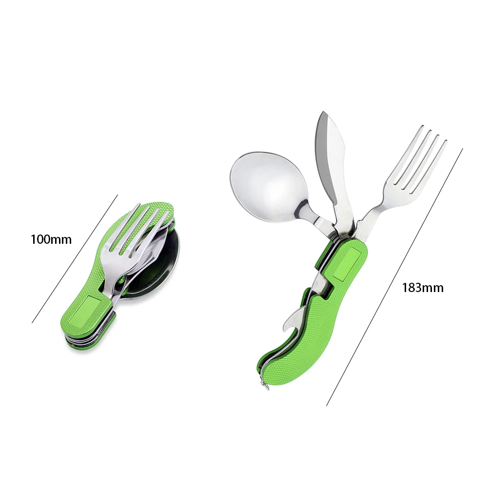 3 in1 de Múltiples Funciones Herramienta Plegable Tenedor Cuchara Conjunto de Acero Inoxidable Cubiertos Vajilla Portable Al Aire Libre de Picnic Viajes de Campamento