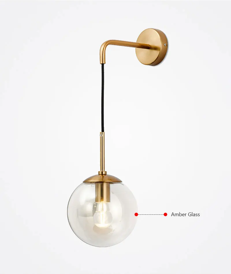 Nordic Post Modern LED Wall Lamp Creative Glass Ball Mirror Bedside Wall Lamps Vintage Wall Light For Living Room Heme Deco (4)