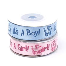 10Y It is a Boy Girl Printed Ribbon Baby Shower Christening Satin Ribbon Gift Packing DIY
