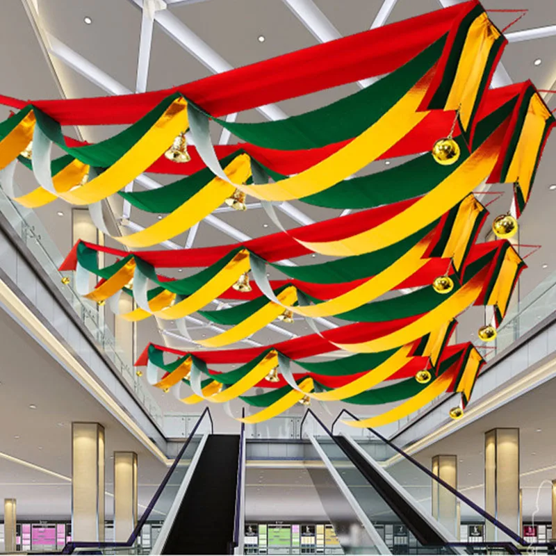 Christmas Decor Banner Three-layer Wave Pull Flag New Year Party Decor Santa Parachute Drop Flags Christmas Pendant Ornaments4