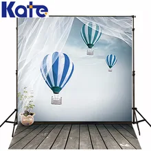 5x7ft Kate детей Фоны горячего воздуха Шарики летят горшки Шторы фотографии деревянный пол фоны для фотографии LK 1400