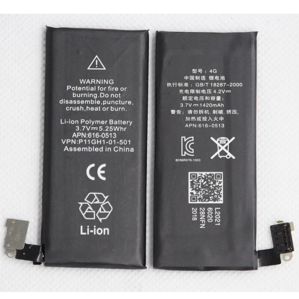 0 цикл литиевая батарея для iphone 4 1420mah Замена батареи телефона Apple 4G с ремонтными
