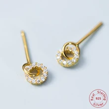 Корейский простой стиль с кристаллами серьги 925 пробы серебро полые уха Jewelry вечерние аксессуары подарок круг серьги