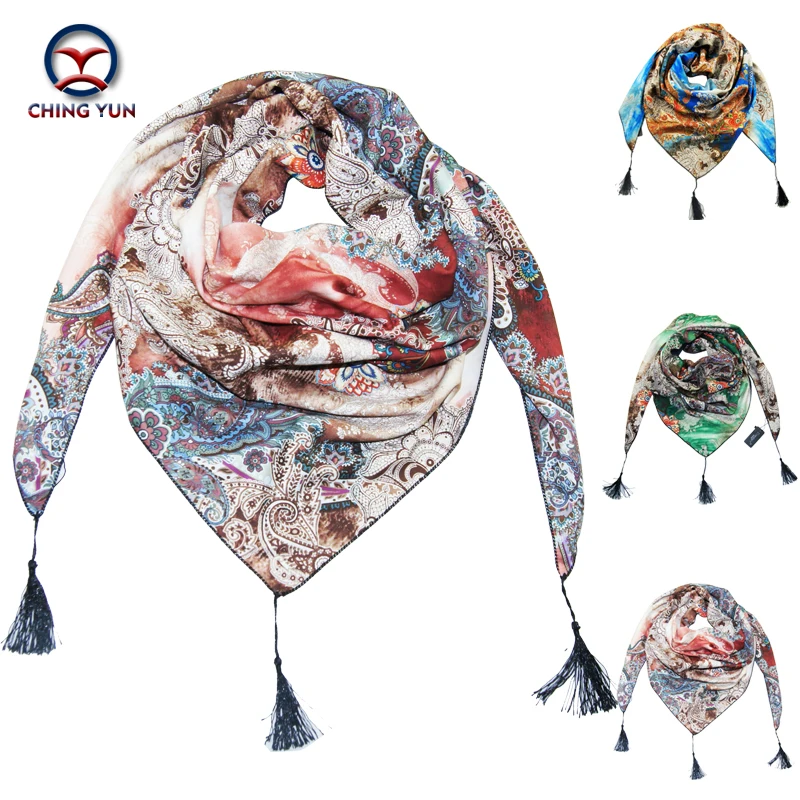 

2017 Hot Sale Triangle Pashmina Cashmere Women Scarves Floral Fashion Style Female Winter Warm Thick Wraps Tassel Ladies Shawls