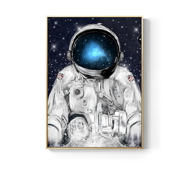 Подвеска в виде космонавта и планеты космический шар настенные художественные постеры печати на холсте Модные животные из мультфильмов лиса настенные картины для детской комнаты - Цвет: D