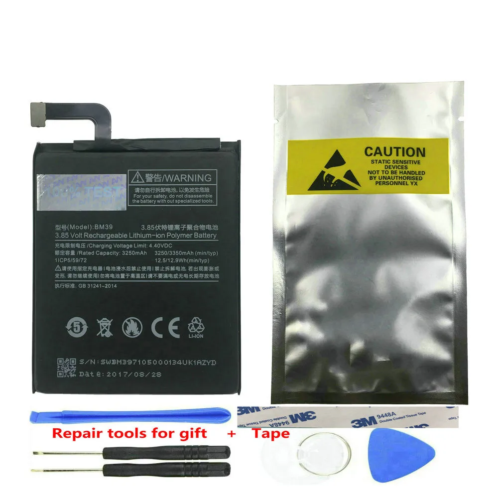 

BM39 Battery For Xiaomi Mi 6 Mi6 Mobile Phone Replacement Li-ion Batteries Rechargeable Bateria 3250mAh 3350mAh 100% Test