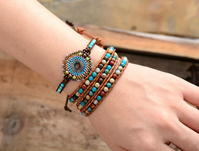 Fashion Seed Beads Boho Bracelet Women Stones Beaded Woven Wrap Bracelet Unique Handmade Friendship Brcelets Women
