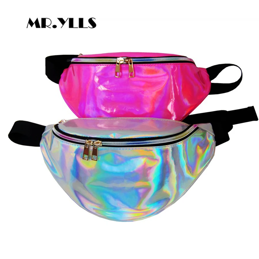 Buy Laser Jelly Bags Rainbow Color Zipper Waist Bags