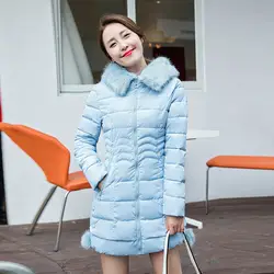 Корейский стиль длинные хлопковые парки женский тонкий большие размеры капюшон волосы мяч 2018 Зимний пуховик Лидер продаж Женская куртка 1685
