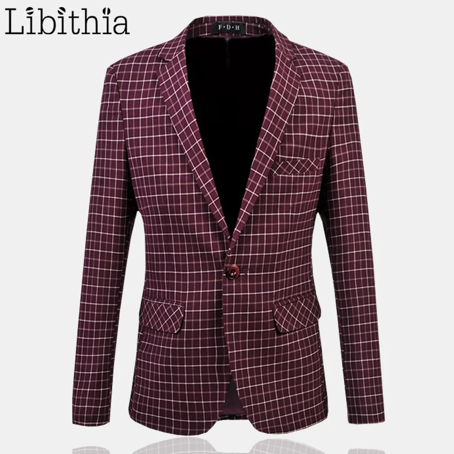 Buy Plaid Mens Blazer Coat Jacket Suit Slim Fit 2015