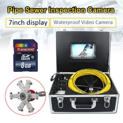 7D1 Industrial/ Home Inspection camera for exhaust pipe sewage road pipeline chimney 20-50M yellow cable waterproof Endoscope