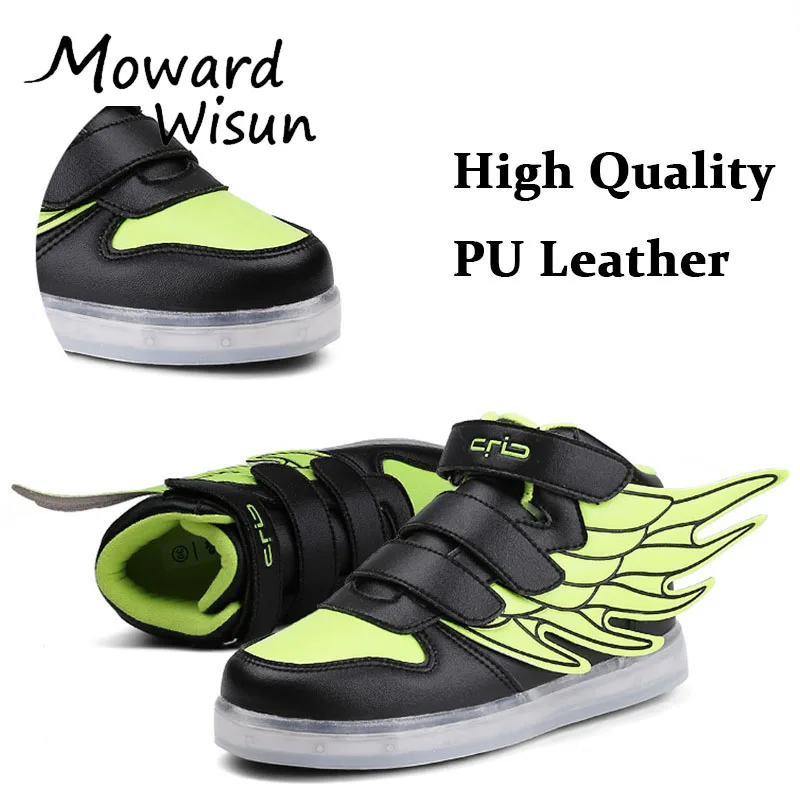 الأطفال LED أحذية سلال الفتيان الفتيات متوهجة مضيئة Neakers مع ضوء وحيد الشقي الاطفال تضيء رياضية الصمام النعال 30