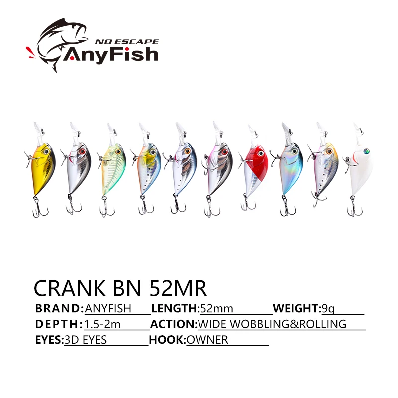 Рыболовные приманки ANYFISH CRANK BN 52MR жесткая мини гольян Маленькие Приманки