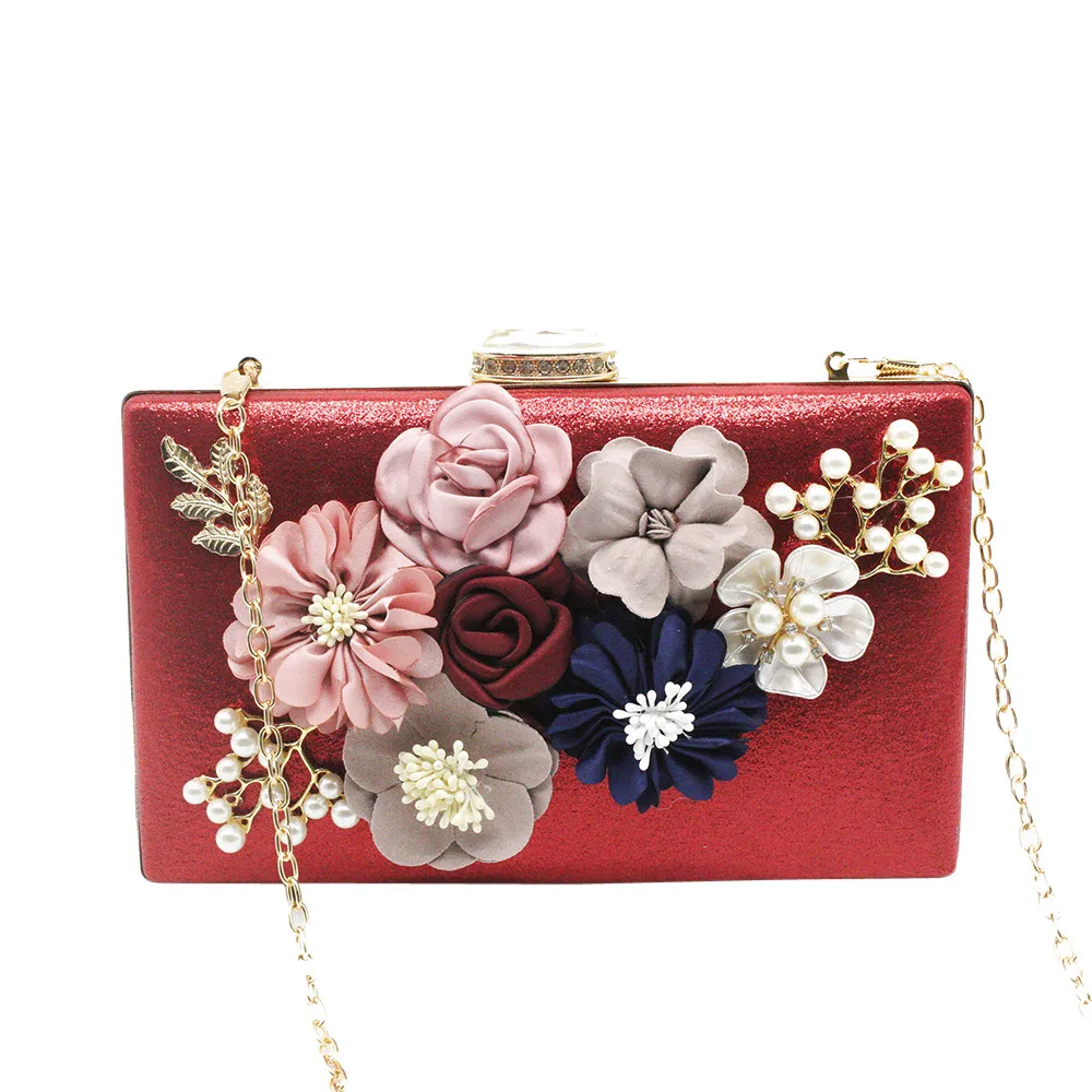 Women Evening Bag Ladies Flower Wedding Clutches Female Pink Black Clutch Purse Women Evening Bag Ladies Flower Wedding Clutches Female Pink Black Clutch Purse