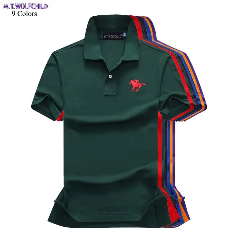 

High quality New Summer brand Mens short sleeve big horse polos shirts casaul mens lapel polos shirts fashion mens slim tops