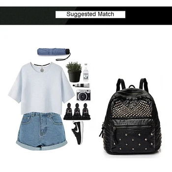 

Women Rivet Backpack Shoulder Bag Travel Fashion School Bag Rucksack Casual Bags