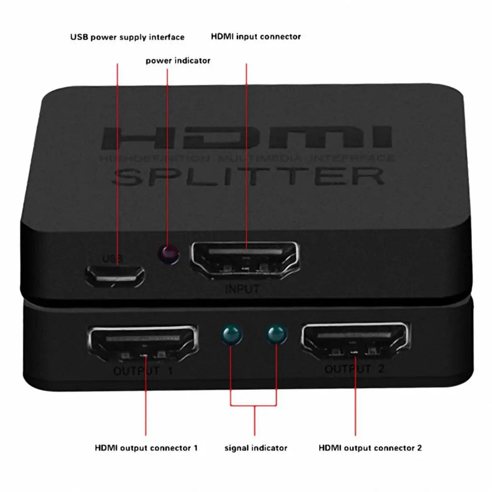 HDMI сплиттер 1x2,1 вход 2 выхода HDMI усилитель коммутатор коробка концентратор Поддержка 4K X 2K 3D 2160p 1080p(один вход на два выхода s