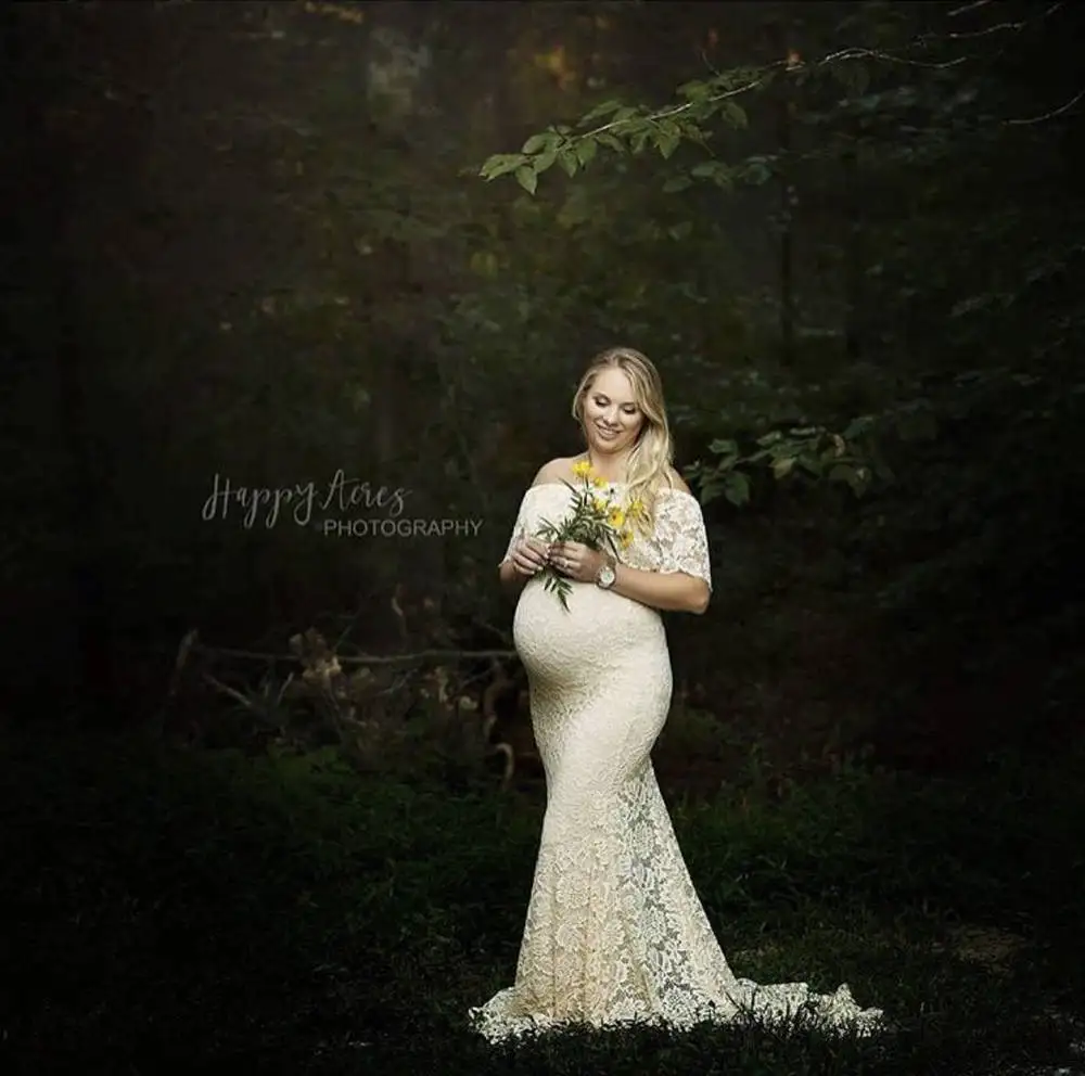 Maternity Pregnancy Dress Photography Props Lace Fancy Maxi Maternity Gown Clothes For Photo Shoots 2019 Women Pregnant Dresses (5)