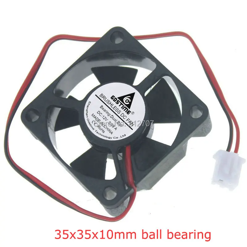 

10Pcs Gdstime 35mm 35x35x10mm 2Pin Ball Bearing 0.09A 12V DC Mini Cooling Fan