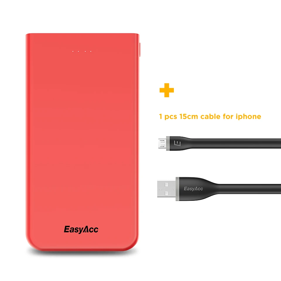 Easyacc 10000 мАч Мощность банка для Xiaomi Mi 5 V/2A USB Порты и разъёмы тонкий Портативный универсальный внешний резервный аккумулятор от Батарея мобильный фаст Зарядное устройство - Цвет: same as picture