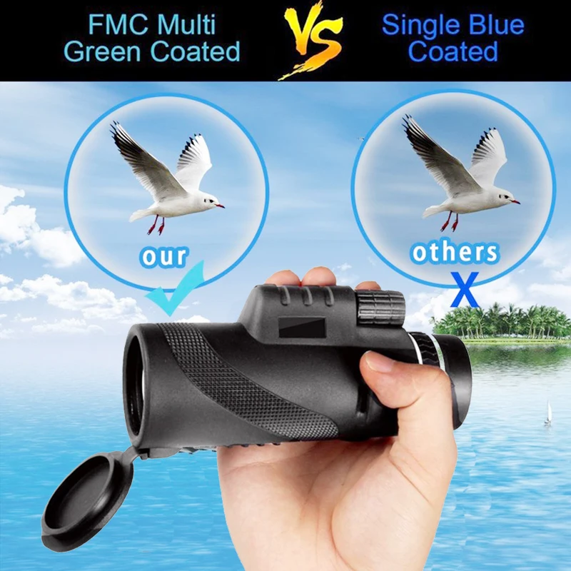 Monocular de Alta Potência à Prova Telescópio para Smartphone Portátil Telescópio Dwaterproof Água Visão Noturna Caminhadas Caça Viagem Zoom hd 40x60 3 potência à prova dwaterproof água visão noturna