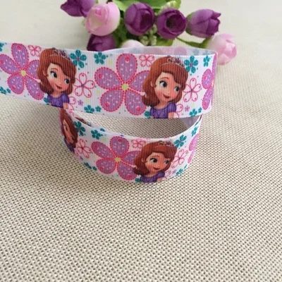 

25MM cute sofia Princess ribbon printed grosgrain tape DIY ribbon 5yards